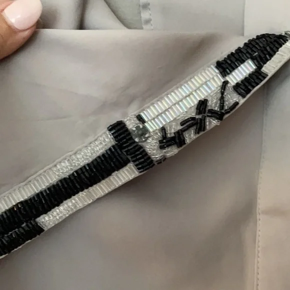 Gray Beaded Drape Blouse - Picture 2 of 5